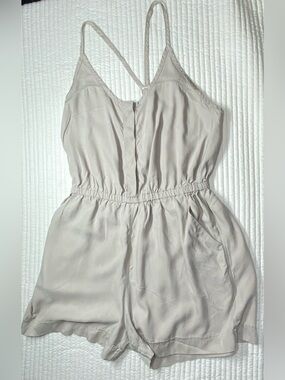 Lululemon Light Grey Athletic Spaghetti Strap Crossover Back Romper